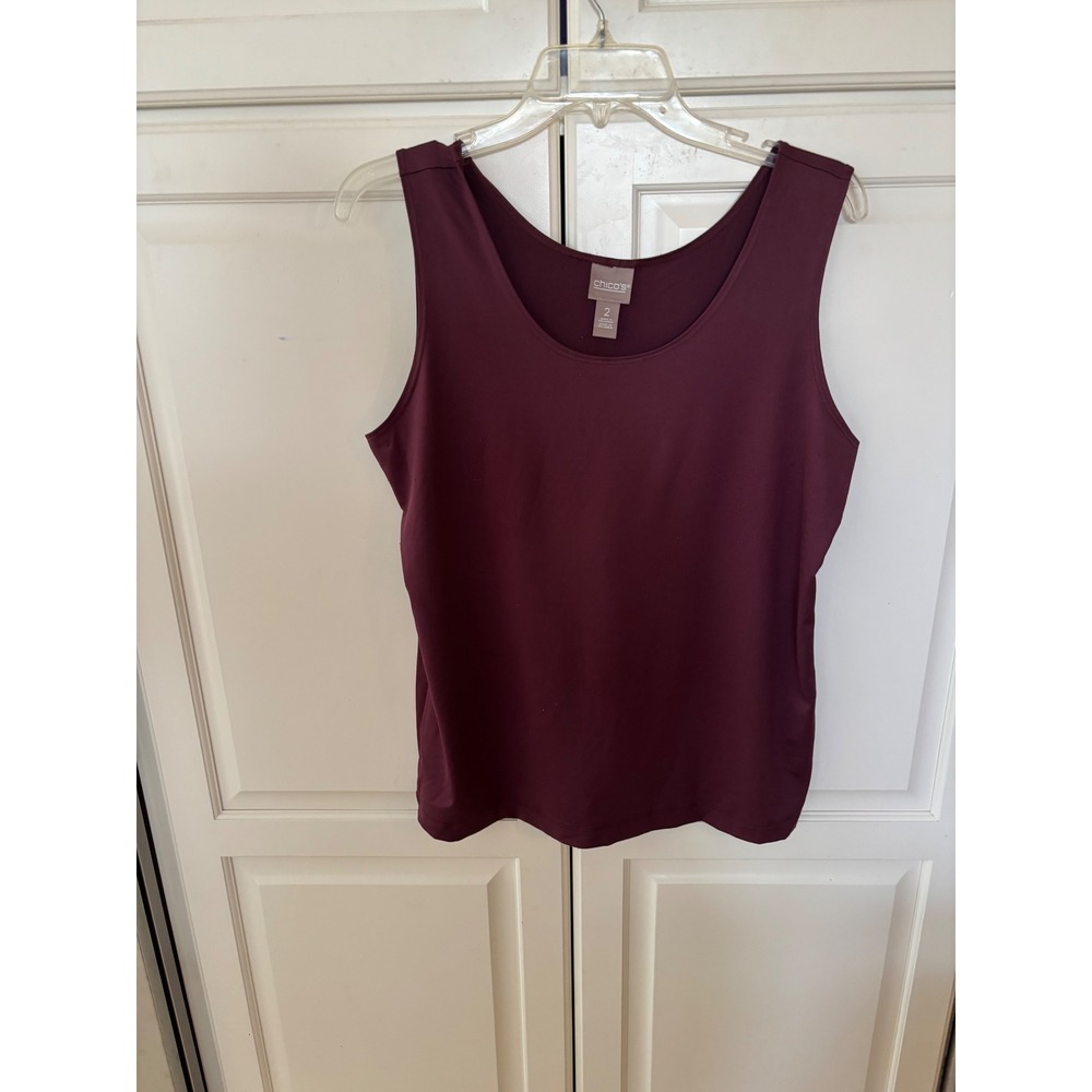 Chico's Burgundy Microfiber Tank Top Scoop Neck Sleeveless Shell Size 2 Large